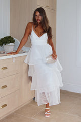 Made For You Tiered Ruffle Midi Dress White