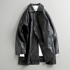 Japanese Retro PU Leather Windbreaker