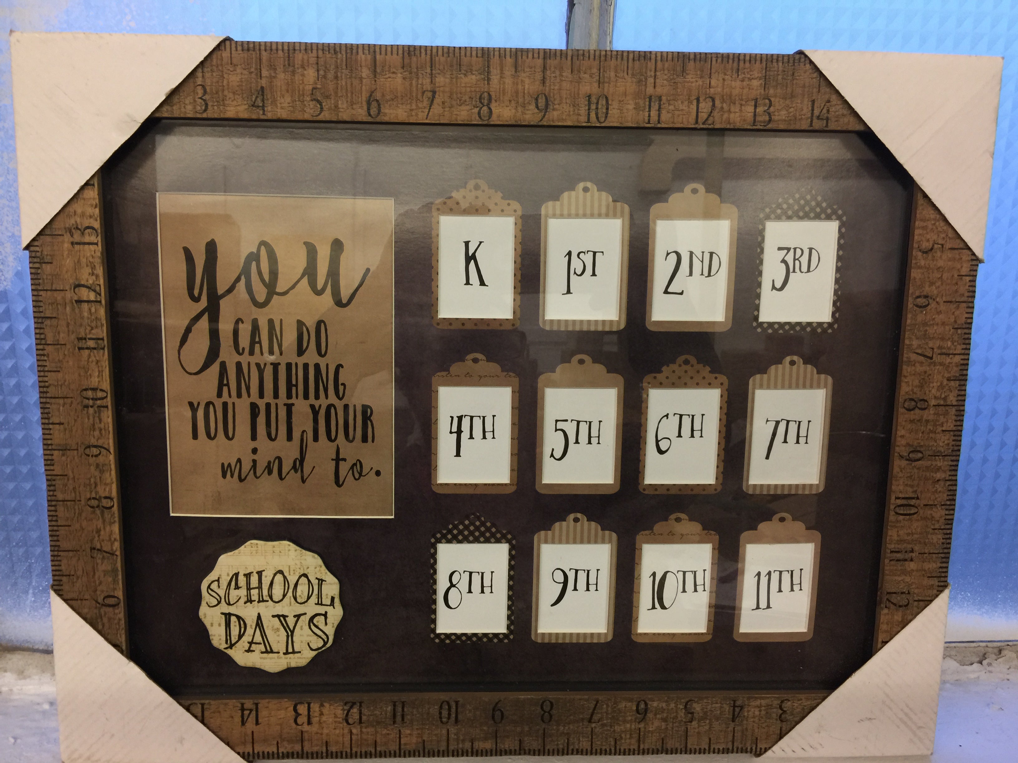 Wood Ruler Framed School Days Keepsake Picture Frame!