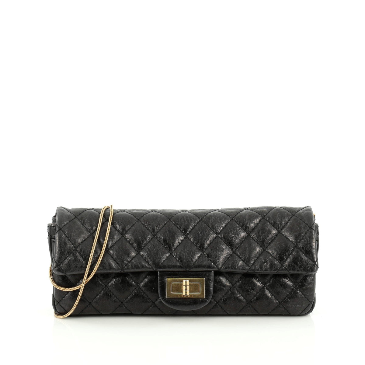 Chanel East West Reissue Clutch Quilted Glazed Calfskin black