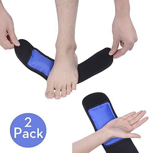 Foot&Ankle Ice Pack Wrap-2 Gel Packs for Pain Relief -Hot/Cold Therapy for Injuries, Sprains, Muscle Pain,Reusable Freezable and Adjustable (14"×3") - Ultra Pickleball
