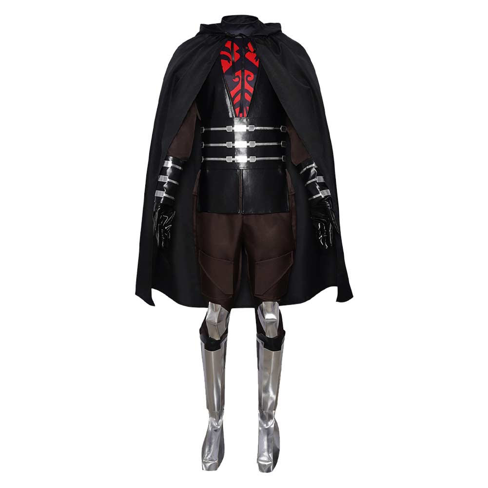 Cosplay Costume Darth Maul Cloak Armor Bodysuit Set Black Men Halloween Carnival Party Outfits